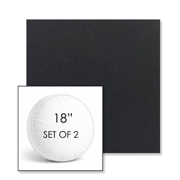 Picture of Canvas Raven Black | Set of 2 | 18" Sunbrella Boxed Round Outdoor Throw Pillows with Premium Inserts