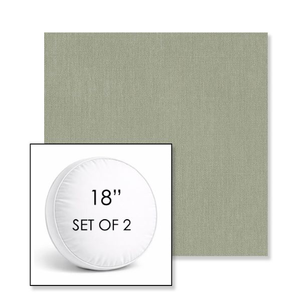 Picture of Canvas Seasalt | Set of 2 | 18" Sunbrella Boxed Round Outdoor Throw Pillows with Premium Inserts