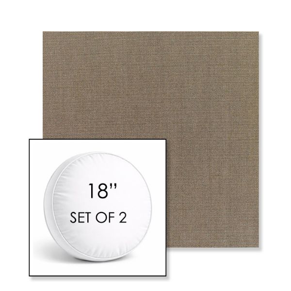 Picture of Canvas Taupe | Set of 2 | 18" Sunbrella Boxed Round Outdoor Throw Pillows with Premium Inserts