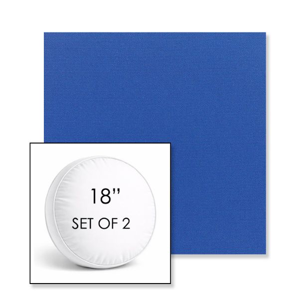 Picture of Canvas True Blue | Set of 2 | 18" Sunbrella Boxed Round Outdoor Throw Pillows with Premium Inserts