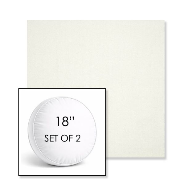 Picture of Canvas White | Set of 2 | 18" Sunbrella Boxed Round Outdoor Throw Pillows with Premium Inserts