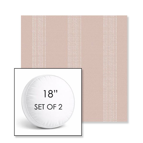Picture of Caper Blush | Set of 2 | 18" Sunbrella Boxed Round Outdoor Throw Pillows with Premium Inserts