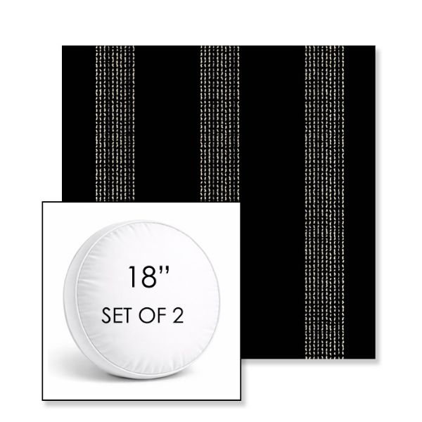 Picture of Caper Onyx | Set of 2 | 18" Sunbrella Boxed Round Outdoor Throw Pillows with Premium Inserts
