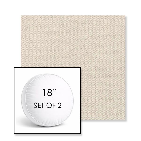 Picture of Charmer Parchment | Set of 2 | 18" Sunbrella Boxed Round Outdoor Throw Pillows with Premium Inserts
