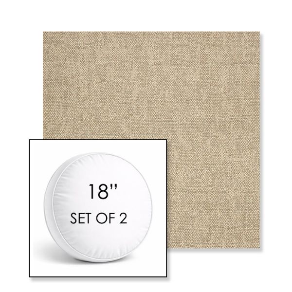 Picture of Chartres Malt | Set of 2 | 18" Sunbrella Boxed Round Outdoor Throw Pillows with Premium Inserts