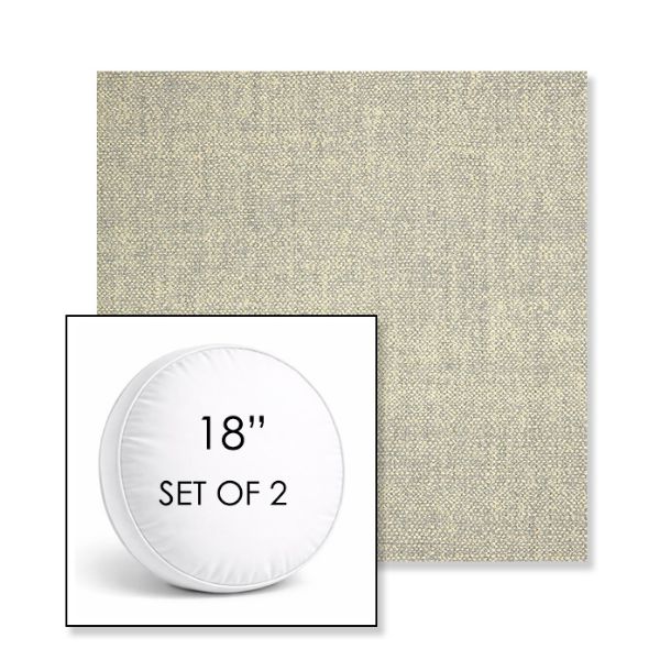 Picture of Chartres Pebble | Set of 2 | 18" Sunbrella Boxed Round Outdoor Throw Pillows with Premium Inserts