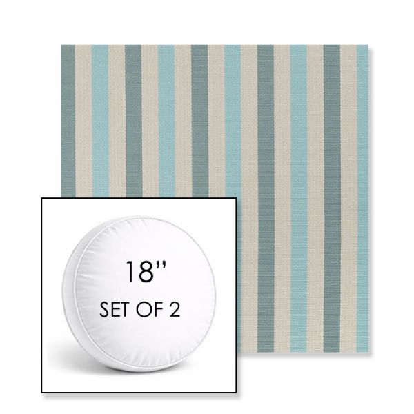 Picture of Costa Clearwater | Set of 2 | 18" Sunbrella Boxed Round Outdoor Throw Pillows with Premium Inserts