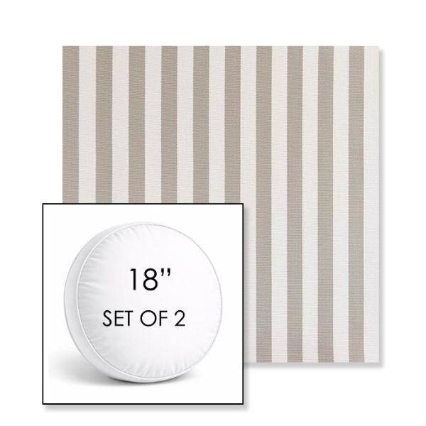 Picture of Costa Nickel | Set of 2 | 18" Sunbrella Boxed Round Outdoor Throw Pillows with Premium Inserts