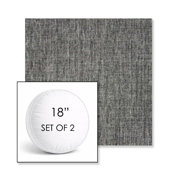 Picture of Crush Pewter | Set of 2 | 18" Sunbrella Boxed Round Outdoor Throw Pillows with Premium Inserts