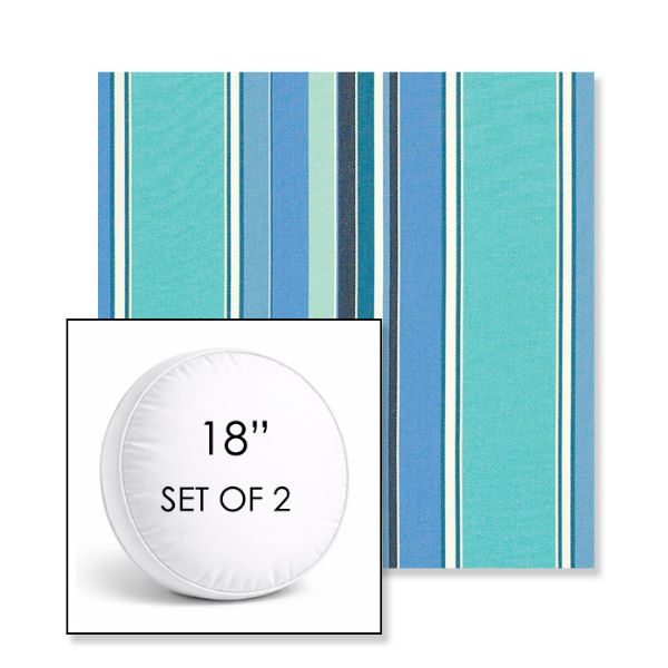 Picture of Dolce Oasis | Set of 2 | 18" Sunbrella Boxed Round Outdoor Throw Pillows with Premium Inserts