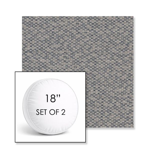 Picture of Dumont Slate | Set of 2 | 18" Sunbrella Boxed Round Outdoor Throw Pillows with Premium Inserts