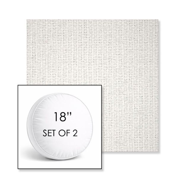 Picture of Dumont Snow | Set of 2 | 18" Sunbrella Boxed Round Outdoor Throw Pillows with Premium Inserts