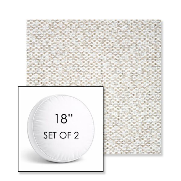 Picture of Dumont Stucco | Set of 2 | 18" Sunbrella Boxed Round Outdoor Throw Pillows with Premium Inserts