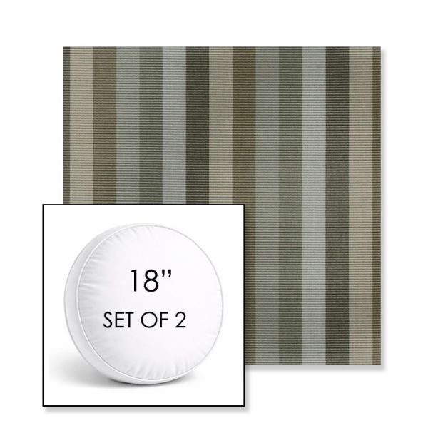 Picture of Entice Moss | Set of 2 | 18" Sunbrella Boxed Round Outdoor Throw Pillows with Premium Inserts