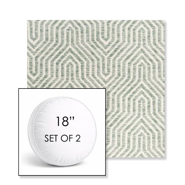 Picture of Etna Juniper | Set of 2 | 18" Sunbrella Boxed Round Outdoor Throw Pillows with Premium Inserts