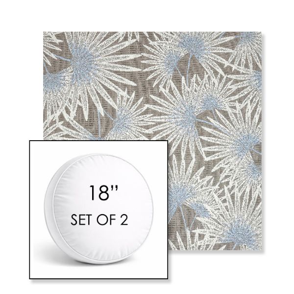 Picture of Etta Vapor | Set of 2 | 18" Sunbrella Boxed Round Outdoor Throw Pillows with Premium Inserts