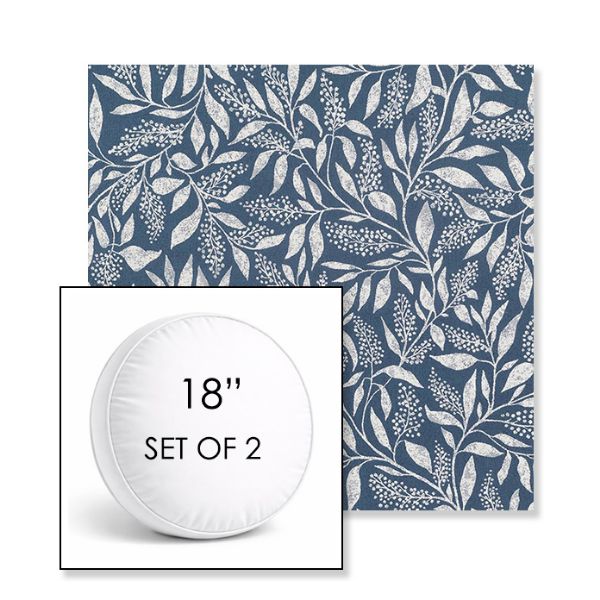 Picture of Exquisite Indigo | Set of 2 | 18" Sunbrella Boxed Round Outdoor Throw Pillows with Premium Inserts