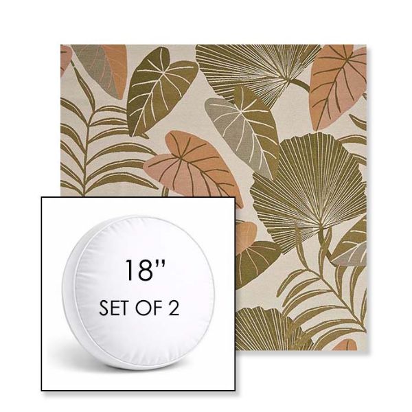 Picture of Fernie Mimosa | Set of 2 | 18" Sunbrella Boxed Round Outdoor Throw Pillows with Premium Inserts