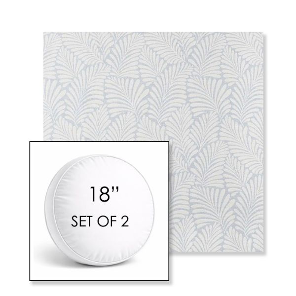 Picture of Frond Sky | Set of 2 | 18" Sunbrella Boxed Round Outdoor Throw Pillows with Premium Inserts