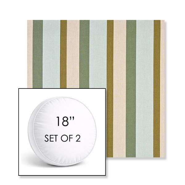 Picture of Gateway Aloe | Set of 2 | 18" Sunbrella Boxed Round Outdoor Throw Pillows with Premium Inserts