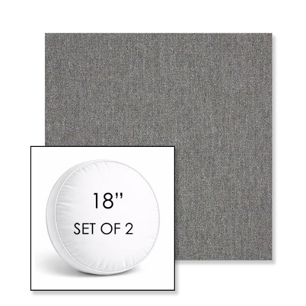 Picture of Heritage Slate | Set of 2 | 18" Sunbrella Boxed Round Outdoor Throw Pillows with Premium Inserts