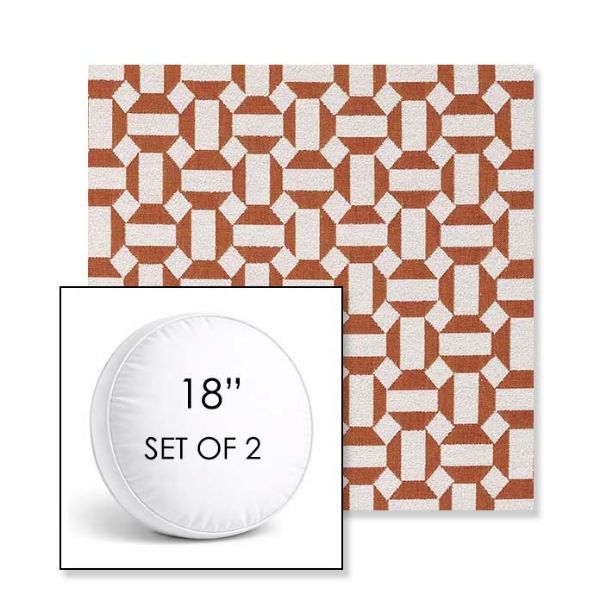 Picture of Hoopla Tobiko | Set of 2 | 18" Sunbrella Boxed Round Outdoor Throw Pillows with Premium Inserts