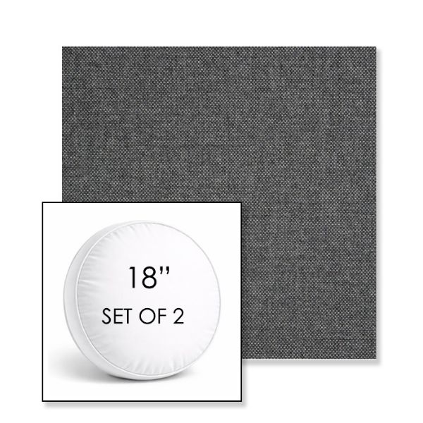Picture of Idol Slate | Set of 2 | 18" Sunbrella Boxed Round Outdoor Throw Pillows with Premium Inserts
