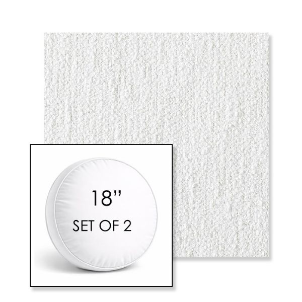 Picture of Improve White | Set of 2 | 18" Sunbrella Boxed Round Outdoor Throw Pillows with Premium Inserts