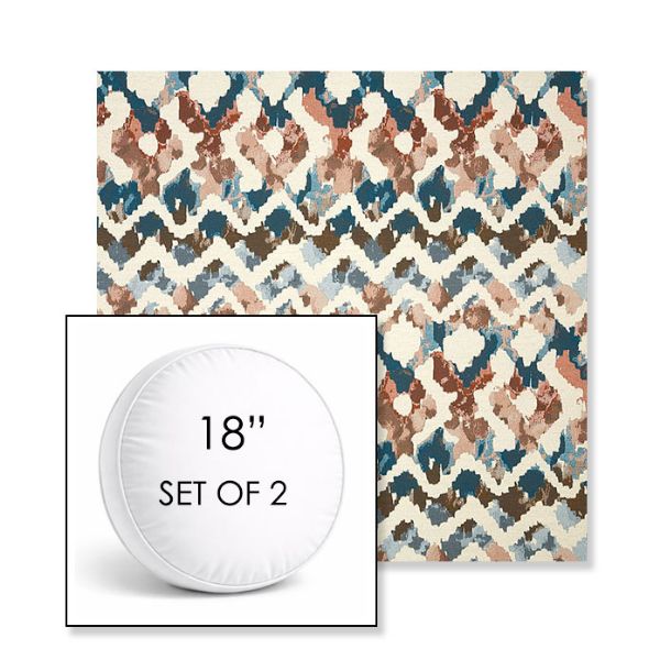 Picture of Inga Boho | Set of 2 | 18" Sunbrella Boxed Round Outdoor Throw Pillows with Premium Inserts
