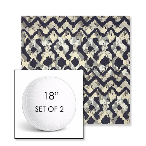 Picture of Inga Midnight | Set of 2 | 18" Sunbrella Boxed Round Outdoor Throw Pillows with Premium Inserts