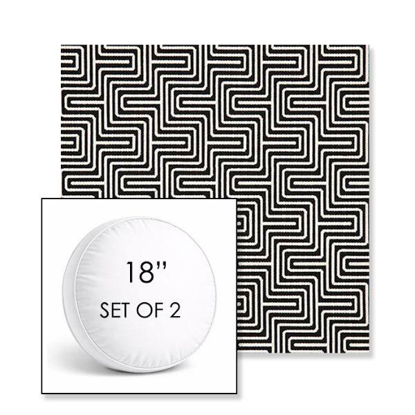 Picture of Key Figure Onyx | Set of 2 | 18" Sunbrella Boxed Round Outdoor Throw Pillows with Premium Inserts
