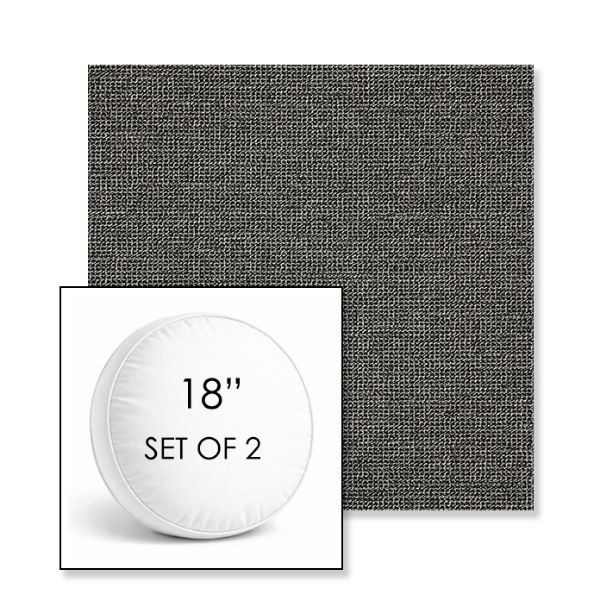 Picture of Kudos Carbon | Set of 2 | 18" Sunbrella Boxed Round Outdoor Throw Pillows with Premium Inserts