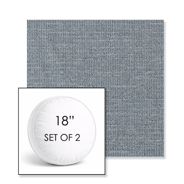 Picture of Kudos Denim Wash | Set of 2 | 18" Sunbrella Boxed Round Outdoor Throw Pillows with Premium Inserts