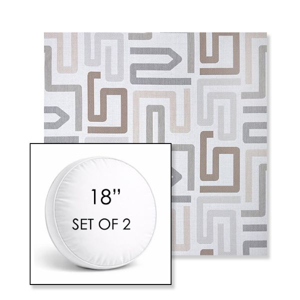 Picture of Labyrinth Cloud | Set of 2 | 18" Sunbrella Boxed Round Outdoor Throw Pillows with Premium Inserts