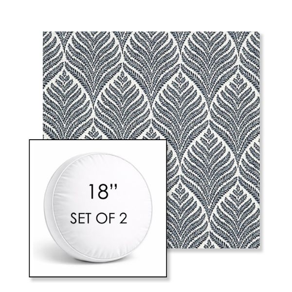 Picture of Linnaeus Indigo | Set of 2 | 18" Sunbrella Boxed Round Outdoor Throw Pillows with Premium Inserts