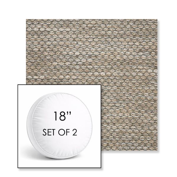 Picture of Litchfield Pebble | Set of 2 | 18" Sunbrella Boxed Round Outdoor Throw Pillows with Premium Inserts