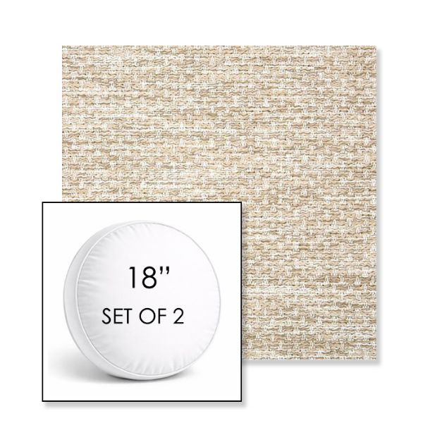 Picture of Litchfield Sand | Set of 2 | 18" Sunbrella Boxed Round Outdoor Throw Pillows with Premium Inserts