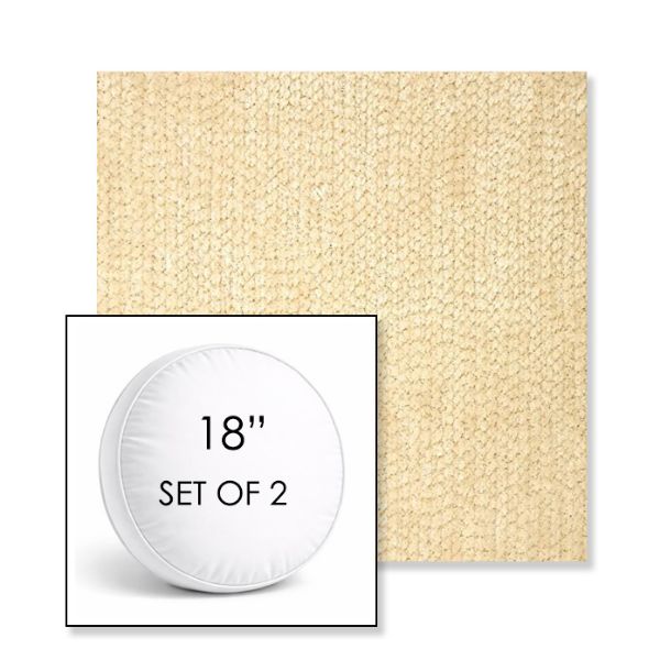 Picture of Margo Parchment | Set of 2 | 18" Sunbrella Boxed Round Outdoor Throw Pillows with Premium Inserts