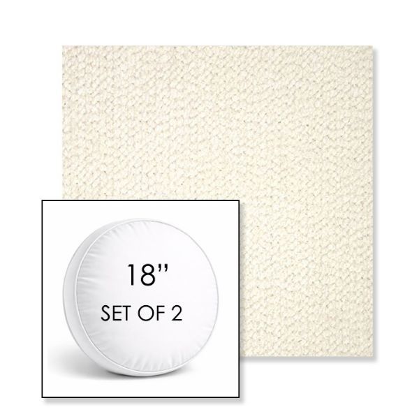 Picture of Margo Snow | Set of 2 | 18" Sunbrella Boxed Round Outdoor Throw Pillows with Premium Inserts