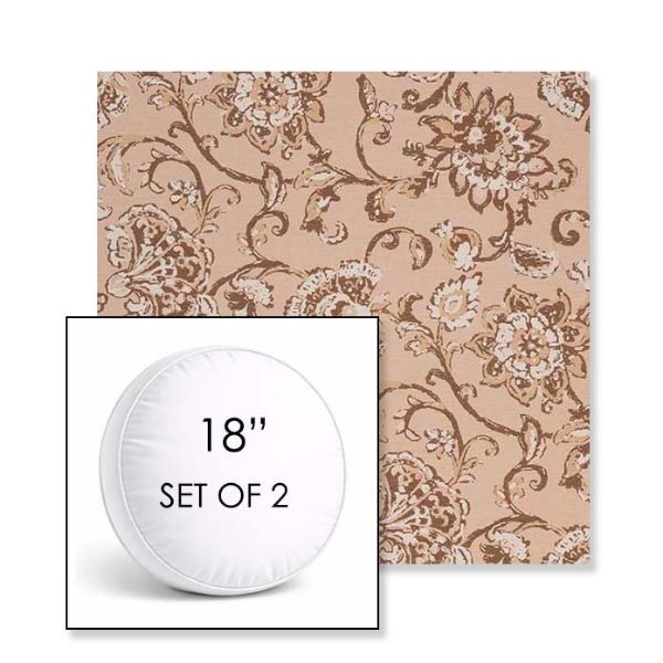 Picture of Martha Floral Dogwood | Set of 2 | 18" Sunbrella Boxed Round Outdoor Throw Pillows with Premium Inserts