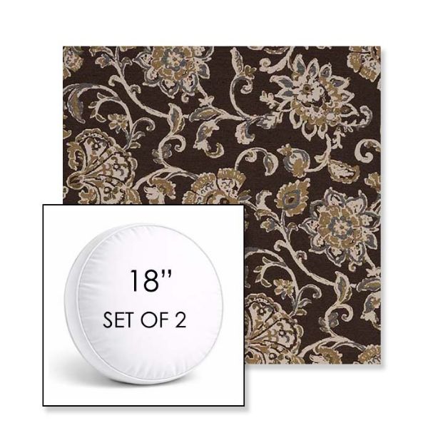 Picture of Martha Floral Garden Path | Set of 2 | 18" Sunbrella Boxed Round Outdoor Throw Pillows with Premium Inserts
