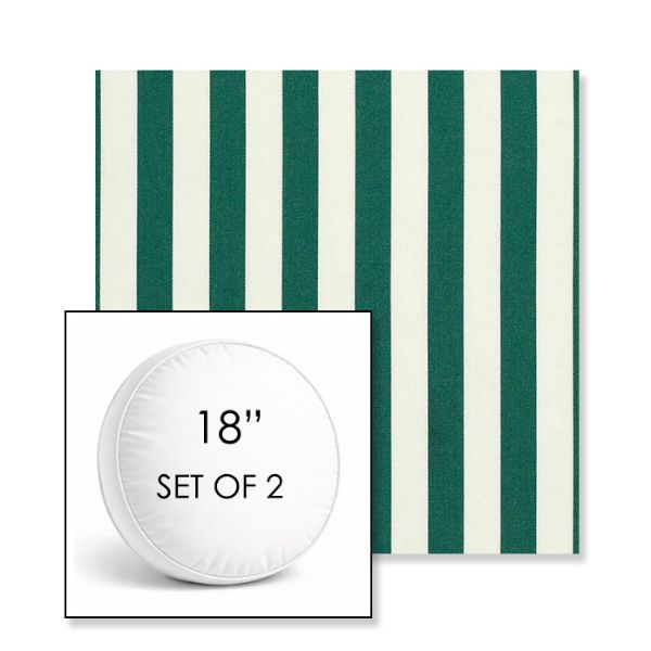 Picture of Mason Forest Green | Set of 2 | 18" Sunbrella Boxed Round Outdoor Throw Pillows with Premium Inserts