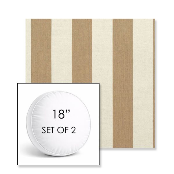 Picture of Maxim Heather Beige | Set of 2 | 18" Sunbrella Boxed Round Outdoor Throw Pillows with Premium Inserts