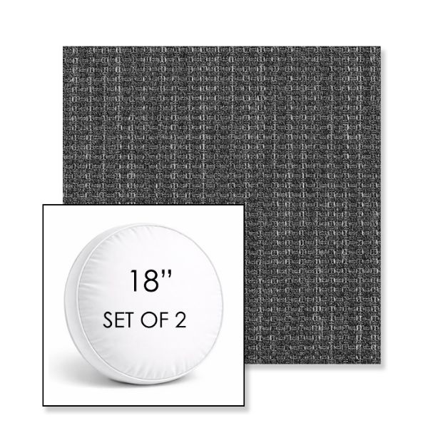 Picture of Metamorphic Slate | Set of 2 | 18" Sunbrella Boxed Round Outdoor Throw Pillows with Premium Inserts