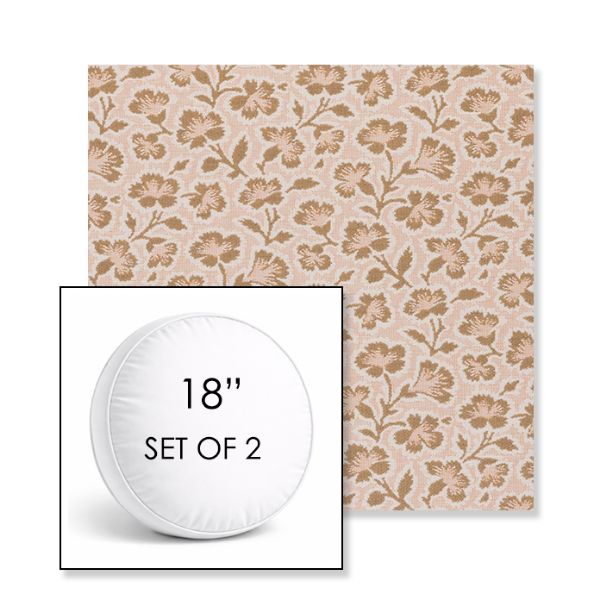 Picture of Mia Peach | Set of 2 | 18" Sunbrella Boxed Round Outdoor Throw Pillows with Premium Inserts