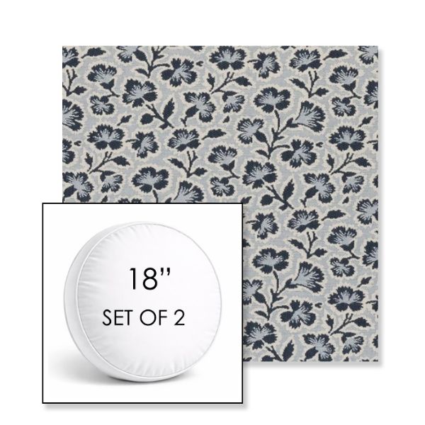 Picture of Mia Sapphire | Set of 2 | 18" Sunbrella Boxed Round Outdoor Throw Pillows with Premium Inserts