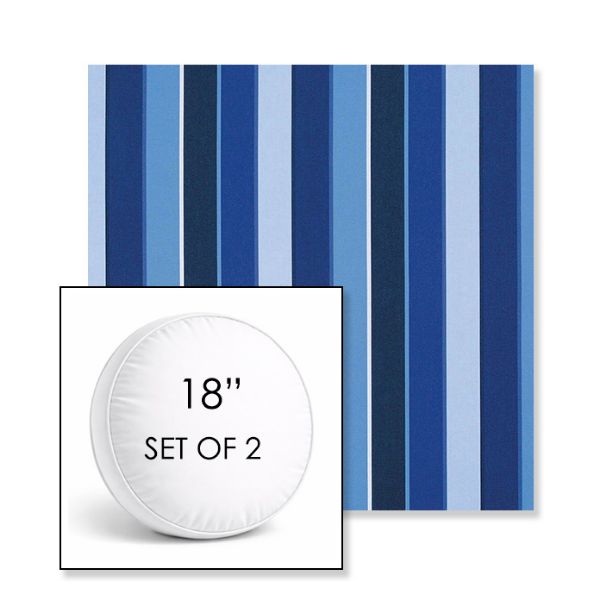 Picture of Milano Cobalt | Set of 2 | 18" Sunbrella Boxed Round Outdoor Throw Pillows with Premium Inserts