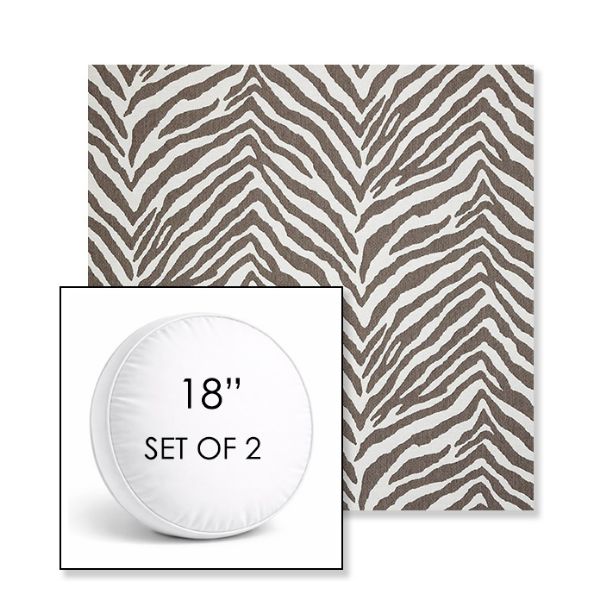 Picture of Namibia Grey | Set of 2 | 18" Sunbrella Boxed Round Outdoor Throw Pillows with Premium Inserts