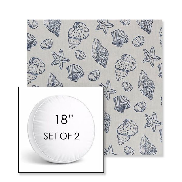 Picture of Nantucket Atlantis | Set of 2 | 18" Sunbrella Boxed Round Outdoor Throw Pillows with Premium Inserts