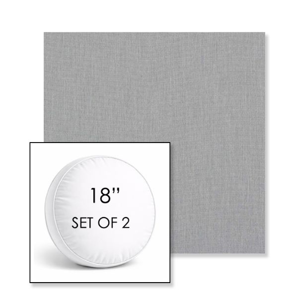 Picture of Natte Grey Chine | Set of 2 | 18" Sunbrella Boxed Round Outdoor Throw Pillows with Premium Inserts